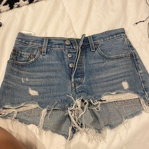 Blue levi cut offs